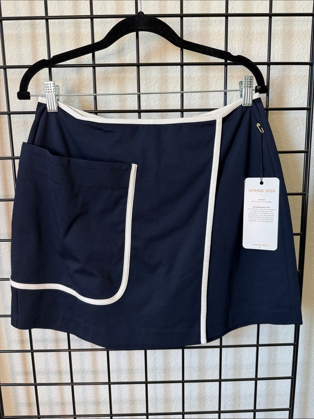 CAbi Navy Blue Skort with Cream Piping